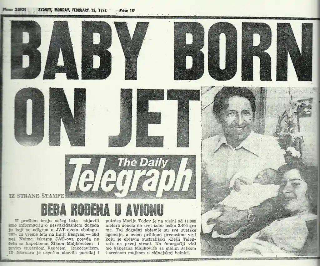Jatko Todev - baby born on jet.